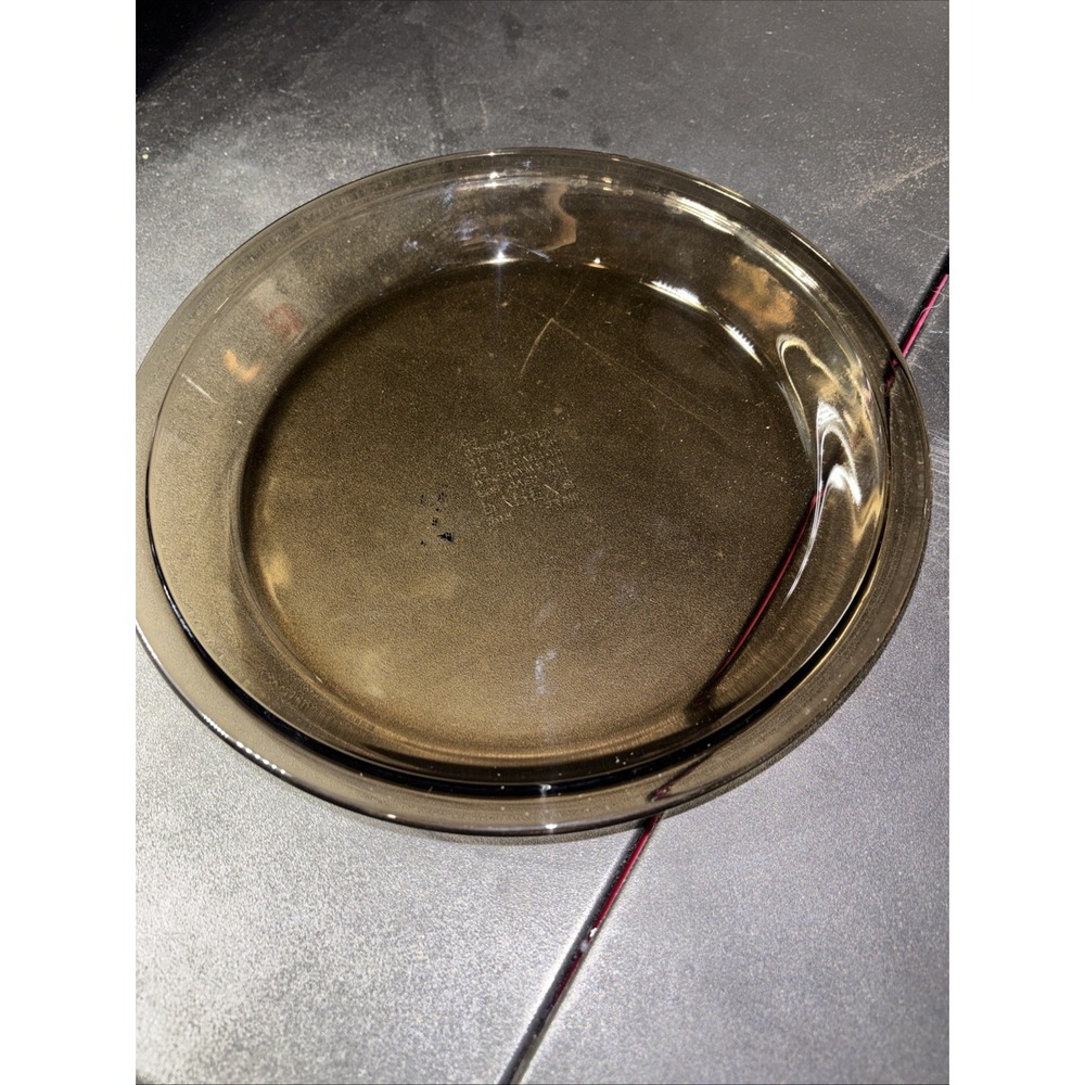 Vtg Pyrex Visions Ware Brown Amber Smoke Glass 9" Pie Baking Dish 209 USA